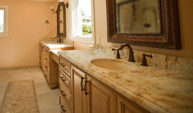 Master bath vanity, by Roman Marble Shop